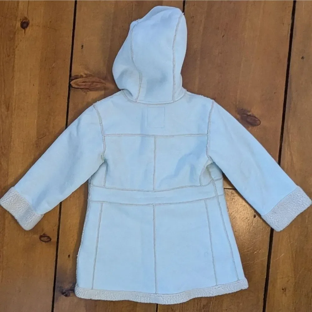 OshKosh B'gosh Coat Kids 5-6 Light Blue Hooded Sherpa Lined Full Zip Warm Winter